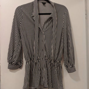 Ann Taylor Striped Tie-Neck Blouse